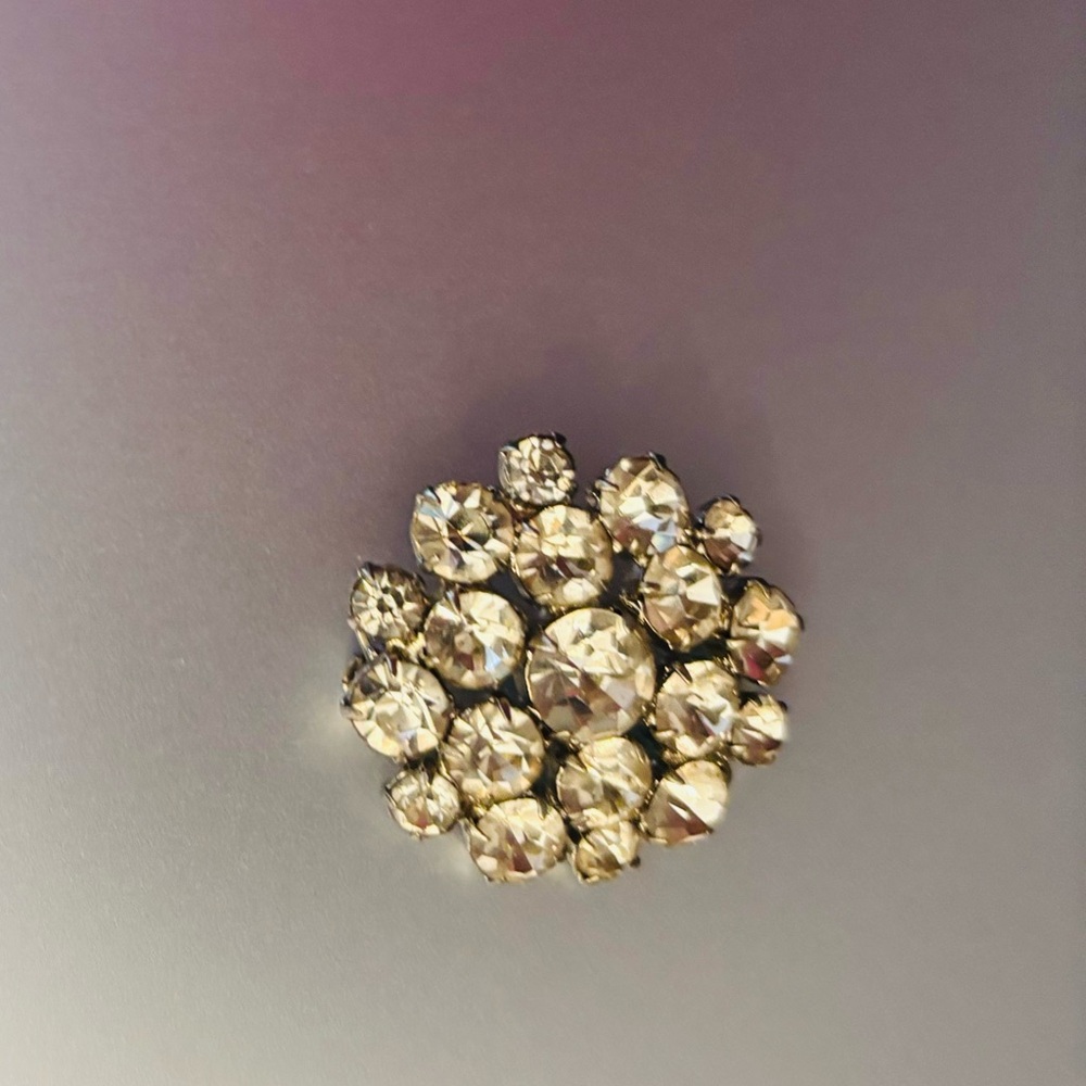 Crystal Cluster Brooch - Sparkling Clear Rhinestone Flower